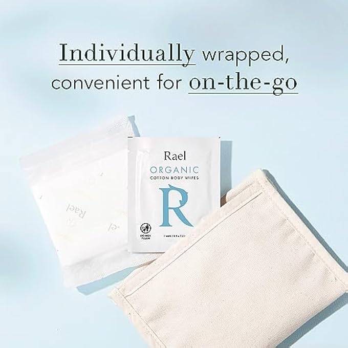 Rael ORGANIC COTTON WIPES - BODY CLOTH, INDIVIDUALLY WRAPPED, ALL SKIN TYPES (10 COUNT, PACK OF 2) - Image 4